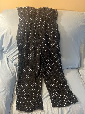 Old Navy Black & White Polka Dot Cami Strapped  Jumpsuit